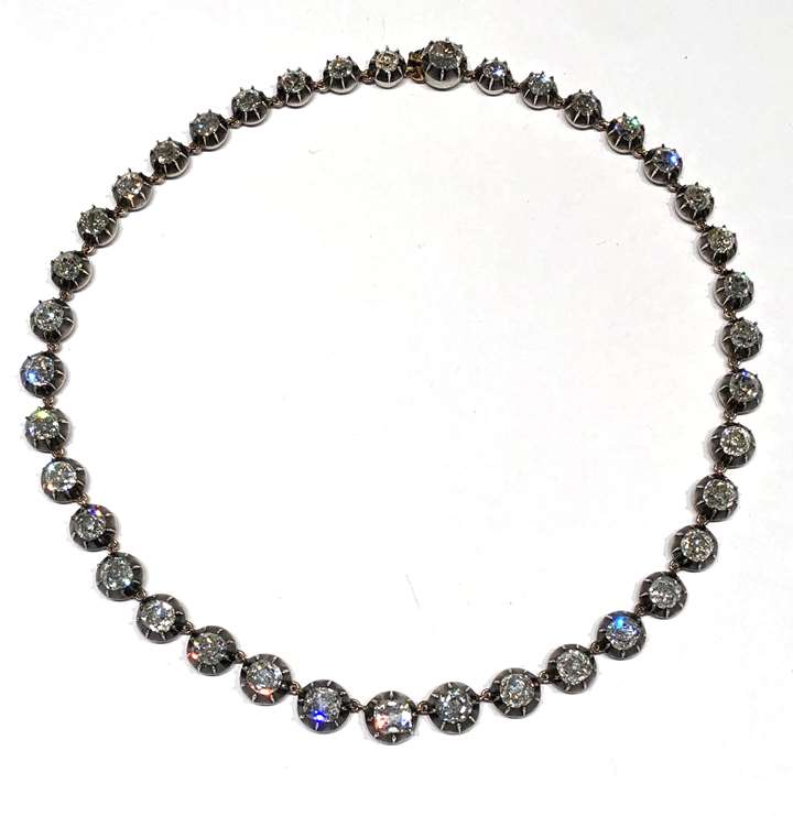 Antique diamond graduating collet necklace